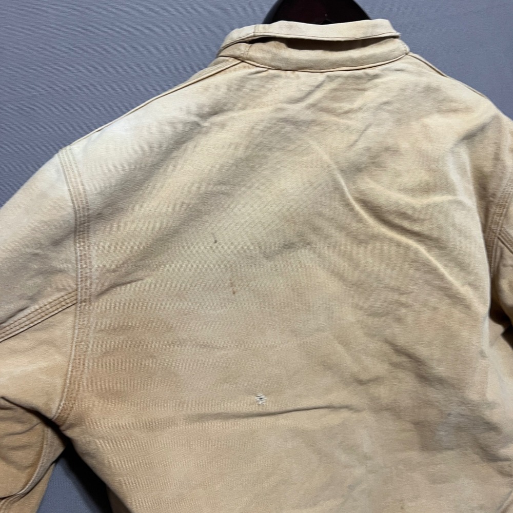 Vintage 90s Carhartt Jacket Sun Faded‎ Made in USA Duck Canvas Tan Mens Medium - Picture 6 of 6